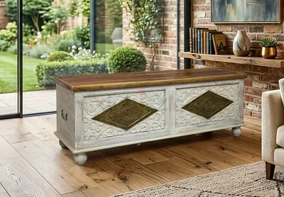 Beautiful wooden bench with storage