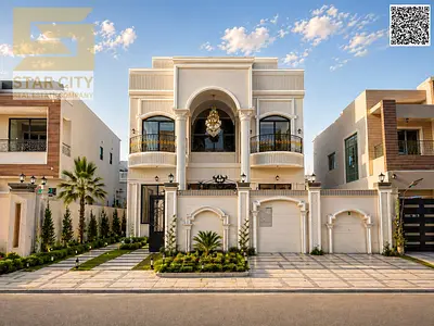 Electricity and water included A magnificent classic luxury villa for sale in Al Yasmin, Ajman