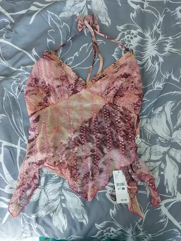 Pink Sequin Halter Top - New with Tags