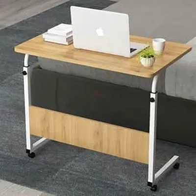Compact Adjustable Laptop/Study Table with Wheels - Light Wood