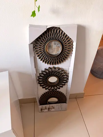 Set of 3 Decorative Sunburst Wall Mirrors - New in Box