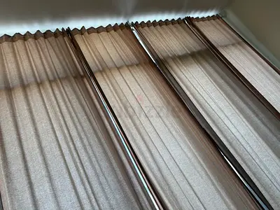 4 piece of IKEA Beige Full-Length Curtains (Set) - Light-Filtering, Good Condition with curtains rod