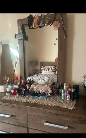 Home-box Wooden Dresser with Large Mirror -Dressing table and 2 side tables in Good Condition