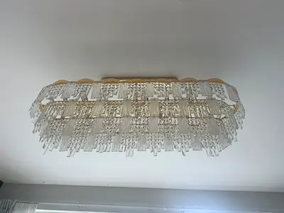 Large Rectangular Crystal Ceiling Light / Chandelier - Modern Glam