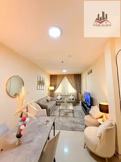 Sharjah, Al Majaz 3, fully furnished super deluxe apartment, second tenant, one bedroom, living room