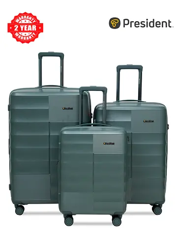 3-Piece President Hardshell Luggage Set – Green, Roller Suitcases (Large, Medium, Carry-On) 66770