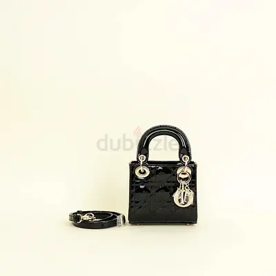 Authentic Christian Dior Black Lady Dior Micro Bag