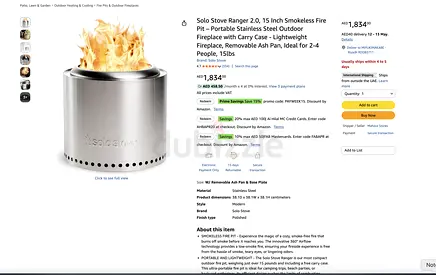 Solo Stove Ranger 2.0 15 Smokeless Portable Fire Pit - Brand New, Unused