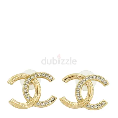 Authentic Chanel Gold CC Crystal Earrings