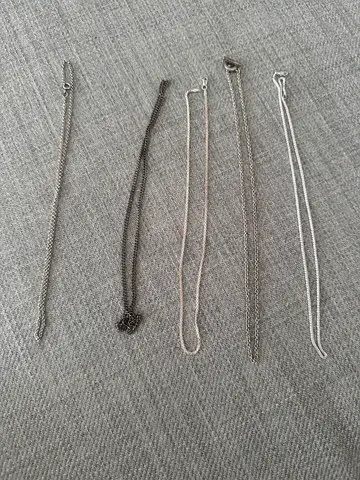 Collection of 5 mixed silver-tone chains/necklaces — assorted lengths