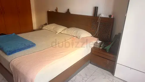 Queen Wooden Bed Frame with Matching Nightstand - Good Condition- Including mattress