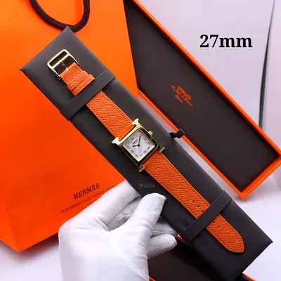 Hermes Cape Cod 27mm Womens Master Copay Watch - Orange Leather Strap