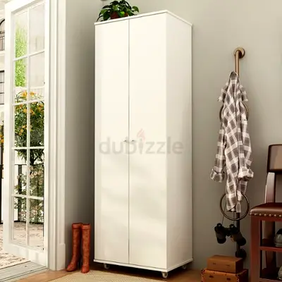 Slim White Wardrobe / Tall Storage Cabinet - Good Condition