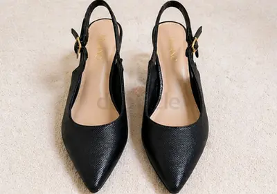 Black Pointed Slingback Heels - Size Unspecified, Good Condition