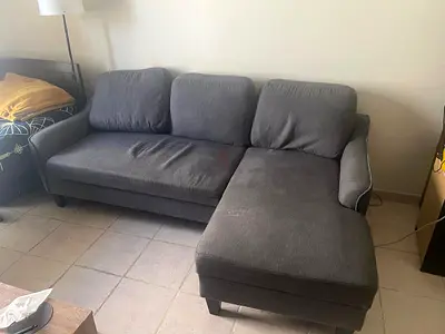 Grey 3-seater Sofa which is sofa cum bed - L shaped ( left ) Good Condition