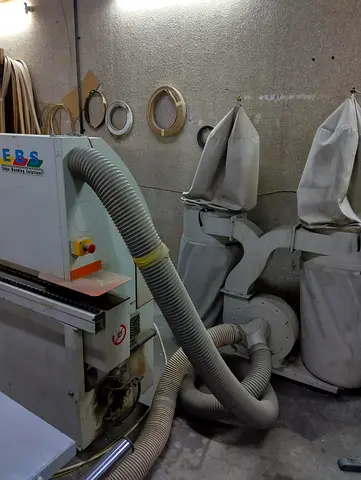 Used Workshop Dust Extraction System with Edge Banding Lipping Machine 
Long 4580 x 990 x H 170 cm