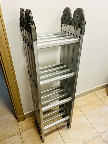 Multi-Purpose Foldable Ladder - 4x3, 12 Steps | Aluminum Folding Ladder for Home, Work,5m