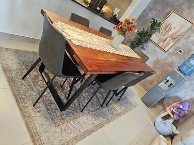 Wooden dining table with 6 chairs - modern set