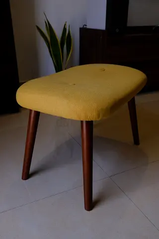 2 Modern Upholstered Stools – Wooden Legs – Excellent Condition – AED 50 Each