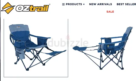 Oztrail Folding Camping Chair with Footrest and Cooler -TWO SET CHAIR