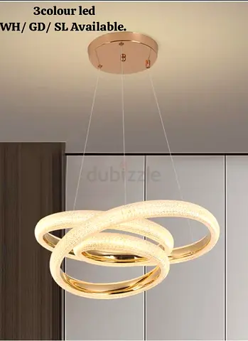 Modern Triple-Ring LED Pendant Light - Gold Finish