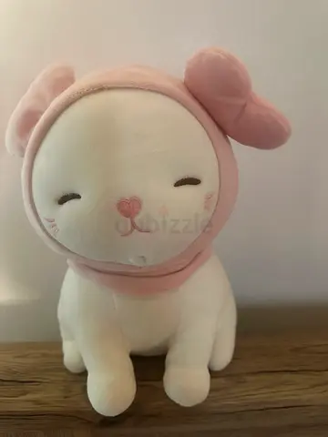Soft plush bunny toy - light pink and white