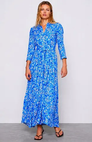 Printed Zara Preloved Maxi Dress in Blue  White Floral Print