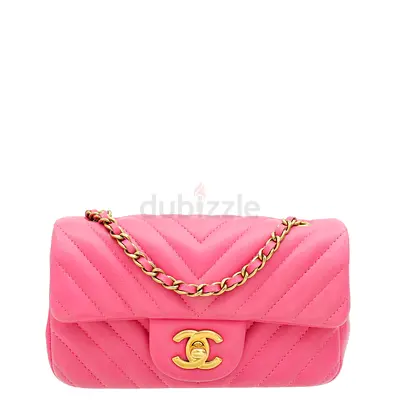 Authentic Chanel Pink CC Chevron Mini Bag
