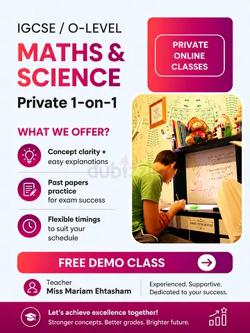 IGCSE / O-LEVEL MATHS  SCIENCE – PRIVATE 1-ON-1 ONLINE CLASSES