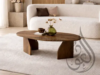 Organic Coffee Table Walnut Melamine Rack - 105x65 cm