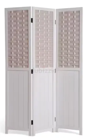 White 3-Panel Wooden Room Divider / Folding Screen