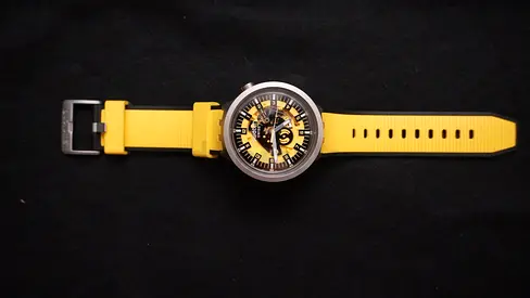 Yellow Skeleton Dial Mens Sport Watch with Silicone Strap final price