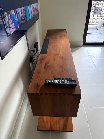 Solid Wood Floating TV Console / Entertainment Unit - Walnut Finish