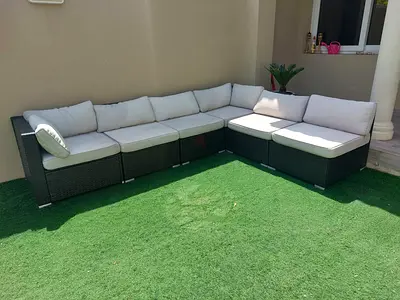 Outdoor Rattan Corner Sofa Set with Cushions