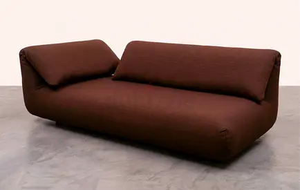 Low-profile Brown Fabric Sofa - Modern 2-3 Seater