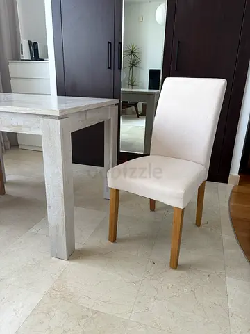 2x Light Beige Dining/Accent Chair with Wooden Legs - Good Condition