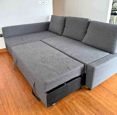Grey L-shaped Sofa Bed with Storage - Convertible Corner Sofa