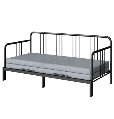 Ikea FYRESDAL Day-bed with 2 Mattresses, Black (80x200 cm)