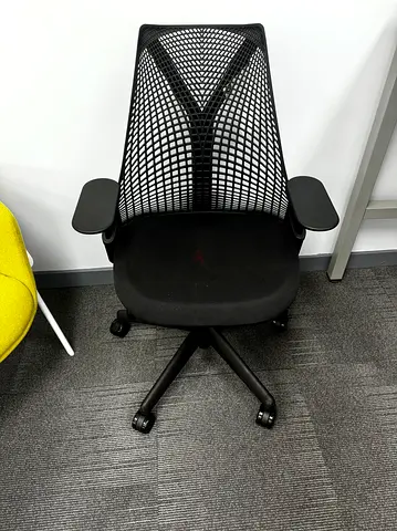 Herman Miller Sayl Medium Back Task Chair - Graphite Base - Black In Fabric Seat
