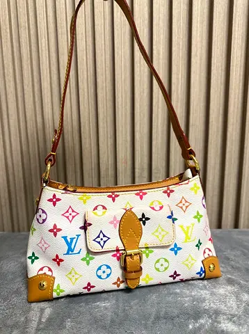 Preloved Louis Vuitton STYLE Multicolor Pochette Shoulder Bag - White Canvas