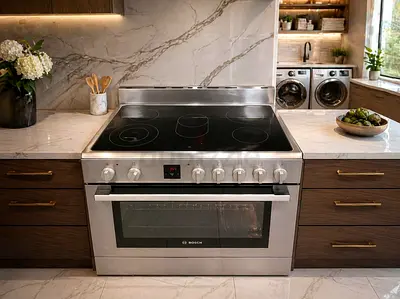 Free delivery Bosch Stainless Steel Electric Range with Ceramic Hob and Oven 90 cm