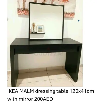 IKEA MALM Dressing Table with Mirror - 120 x 41 cm, Dark Finish