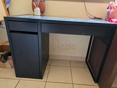 Ikea Black Wooden Study Desk with Storage Cabinet and Drawer With A Free Study Table