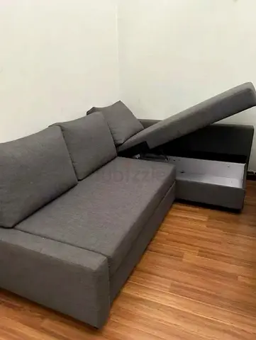 Grey L-shaped Storage Sofa bed Good Condition