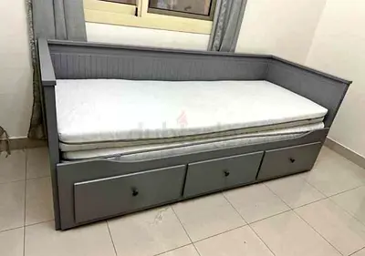 IKEA Hamnes Day bed with 3 storage drawers underneath and with 2 IKEA mattresses