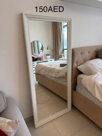 IKEA Full-Length White Framed Mirror - 75x165cm Good Condition (150 AED)