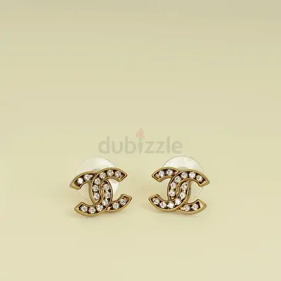 Authentic Chanel Gold CC Crystal Earrings