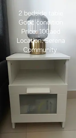 Pair of white bedside tables - good condition