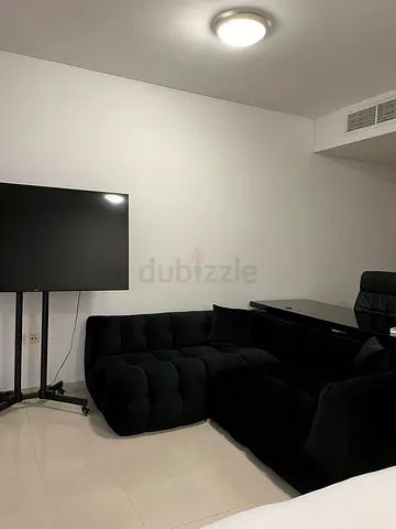 Black Tufted L-Shaped Modular Sofa - Comfortable Corner Couch