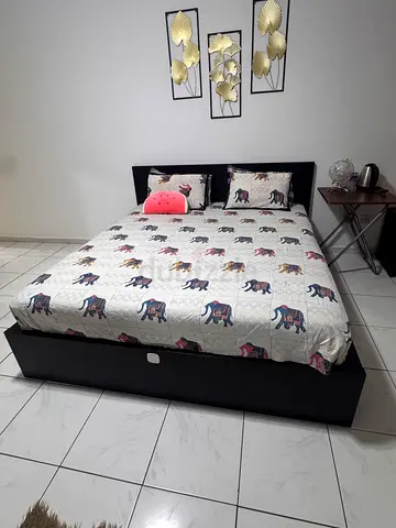 King bed frame with headboard and mattress - good condition